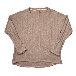 Kut from the Kloth V-Neck Ribbed Knit Pullover Sweater Pink Womens Size Large